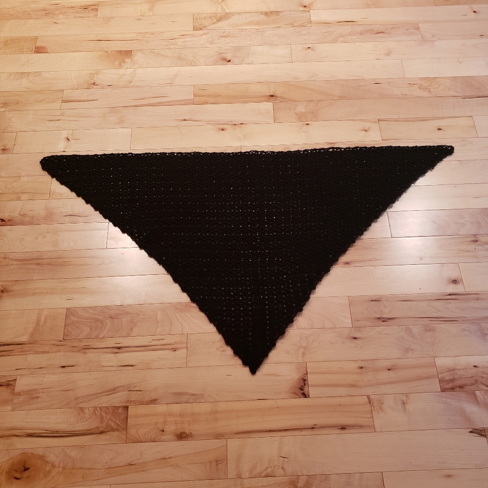 Hand Crocheted Black Shawl 50" x 28"